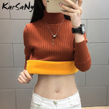 Christmas Gift Winter Sweaters For Women Turtleneck Velvet Sweater Women's Jumper Knitted Warm Sweaters Womens Winter Fleece Pullover Women