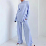 Kukombo 2022 Autumn Winter Women Sets 2 Pieces Turtleneck Sweater Pullovers Wide Leg Long Pants Warm Tracksuit Suits WS2001JX K11