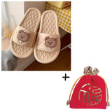 Kukombo Bear Slippers Women Kawaii Shoes Flip Flops Sandals Summer Home Soft Anime Casual Flat Bathroom Slides 2022