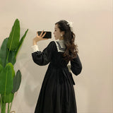 Kukombo  Vintage Lolita Dress Women Black Patchwork Gothic Fairy Midi Dresses Female Elegant Kawaii Princess Korean Party Dress 2022 Fall