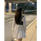 Graduation Gift Big Sale Long Sleeve 2 Piece Dress Set Women Korean Fashion Vintage Floral Vest + Elegant Y2k Mini Dress 2023 Autumn Casual Kawaii Dress