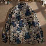 Kukombo Bear Print Y2k Jacket Women Spring Autumn Loose Design POLO Collar Couple Baseball Jackets Female 2022 New