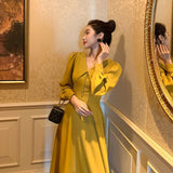 Graduation Gift Big Sale French Vintage Midi Dresses Office Ladies Long Sleeve Retro Black Dress Women Party One Piece Dress Korean Fashion 2023 Autumn K56
