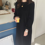 Kukombo New Autumn Sweater Women Dress Winter Long Sleeve Sweaters Knitted Dresses Womens Warm Loose Maxi Oversize Knitting Robe Vestido