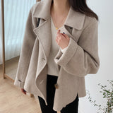 Christmas Gift 2023 New Fashion Women Elegant Double Breasted Long Sleeve Wool Coats Autumn Winter Chic Casual Solid Color Outerwear