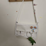 Kukombo Waterproof Canvas Messenger Bag Women Large Capacity Crossbody Bags Outdoor School Student Book Computer Laptop Shoulder Bag