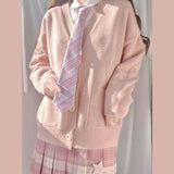 Christmas Gift 2021 new sweet cute girl knitting sweater lazy college style loose sleeve Harajuku girl JK uniform sweater coat s ~ 2XL
