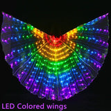 Kukombo Halloween Angel Cosplay Wings Kid Girls 360 Degree LED Light Up Luminous Belly Isis Wings Carnival Party Wear Birthday Gift