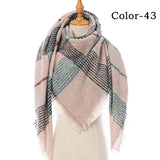 Christmas Gift 2021 New Winter Knitted Scarf Cashmere Pashmina Women Warm Neck Scarves Shawls Plaid Wraps Triangle Stoles Lady Bandana