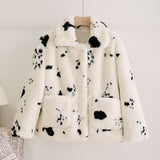Christmas Gift Chic Street Fashion Leopard Fur Coat Women Winter Fuzzy Short Faux Rabbit Fur Jacket Harajuku Y2k Girls Thick Warm Coats Women