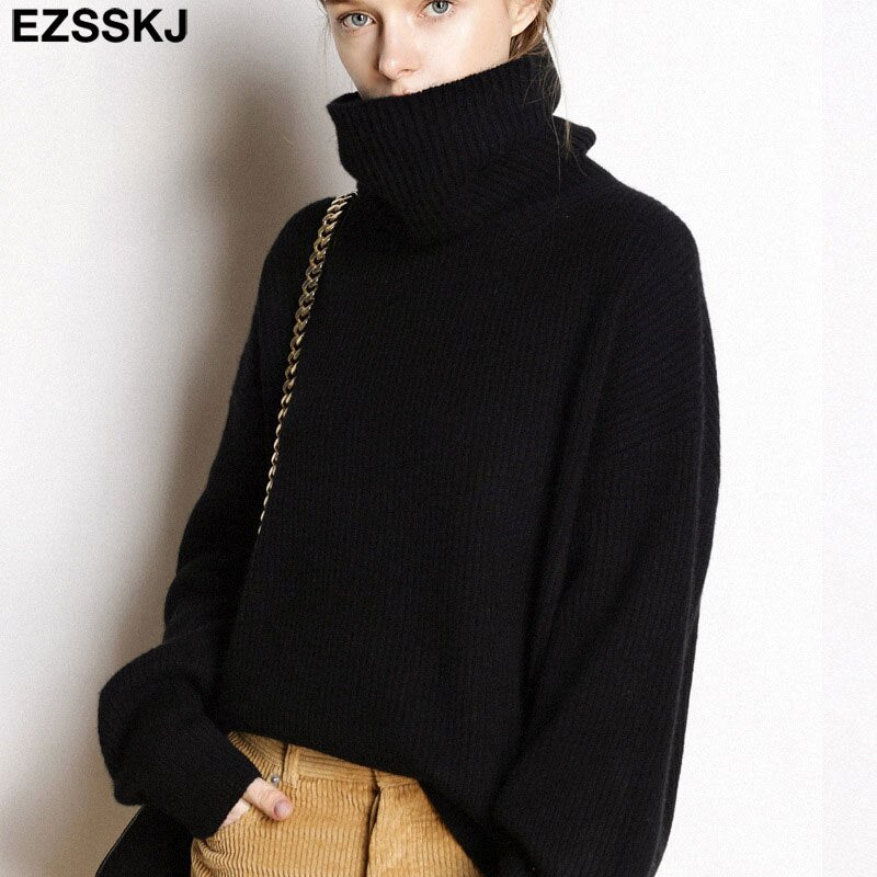 Christmas Gift 2021 Women's Sweater Autumn Winter Warm Turtlenecks Casual Loose Oversized Lady Sweaters Knitted Pullover Top Pull Femme