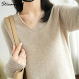 Christmas Gift Women Sweaters And Pullovers 2021 Autumn Knitted Top Jumper Women Pulovers Purple V Neck Sweater Basic Winter Sweater Woman