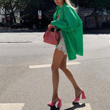 Christmas Gift Msfancy Green Shirt Women 2021 Y2K Chemise Femme Long Sleeve Oversized Casual Camisas De Mujer Tops