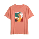 Christmas Gift Hirsionsan Aesthetic Printed T Shirts Women 2021 New Soft Vintage Loose Tees Abstract Graphic Cotton Tshirts Summer Casual Tops