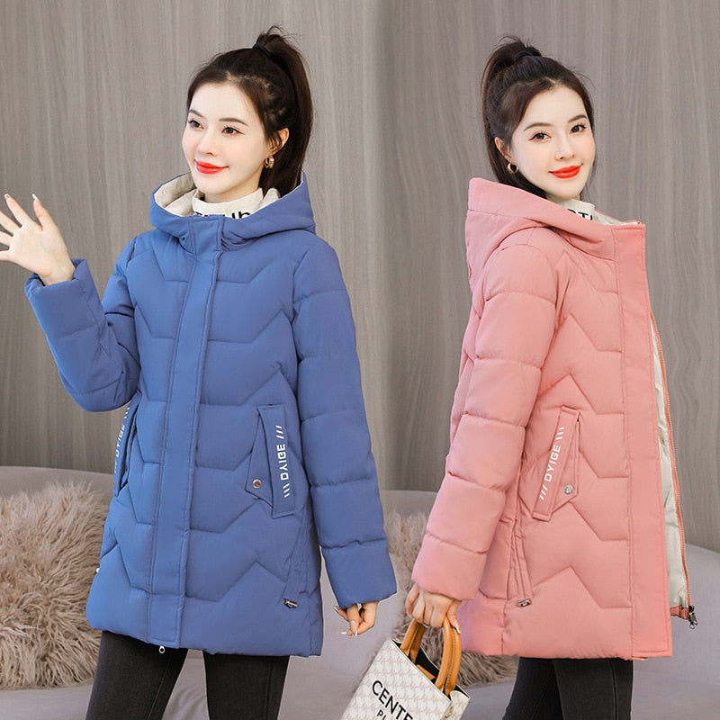 Christmas Gift 2021 New Winter Parkas Women Jacket Long Coat Slim Female Down Cotton Parka Hooded Thick Warm Overcoat Loose Casual Jackets