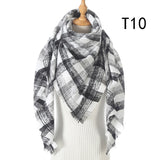 Christmas Gift 2021 New Winter Knitted Scarf Cashmere Pashmina Women Warm Neck Scarves Shawls Plaid Wraps Triangle Stoles Lady Bandana