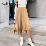 Christmas Gift High street irregular A-line pleated maxi skirt women Fashion high waist bottom dress Causal solid color wrap skirt