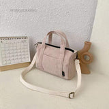 Kukombo  Corduroy Shoulder Bag Women Vintage Shopping Bags Zipper Girls Student Bookbag Handbags Casual Tote With Outside Pocket