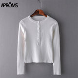 Christmas Gift Aproms Strentch Knitted Short Pullovers Sweater Winter Long Sleeve Slim Crop Top Streetwear Buttons Warm Knitwear Jumper 2021