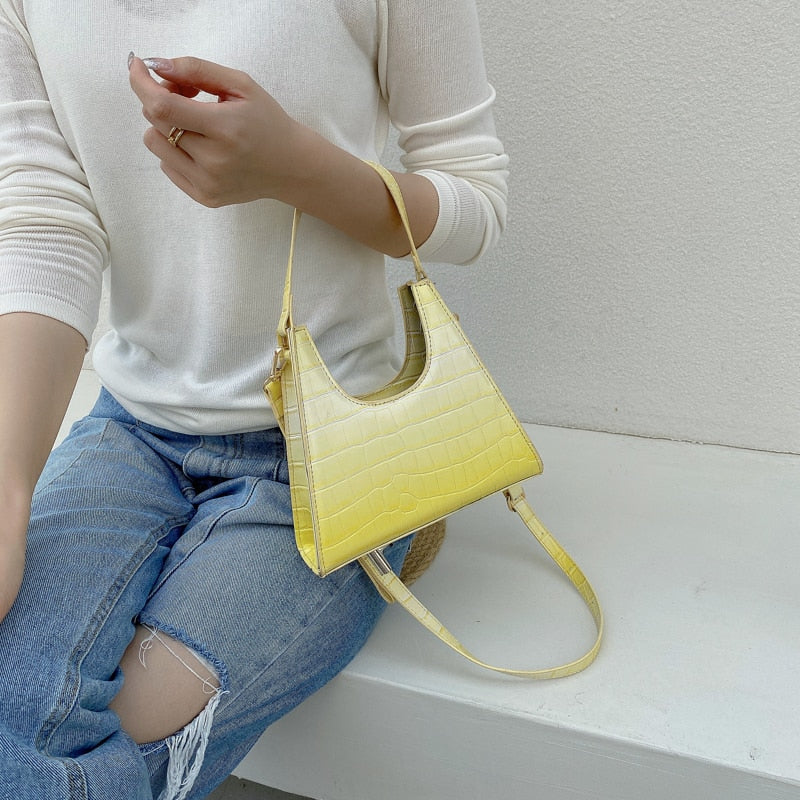 Kukombo  Handbags For Women Alligator Grain Armpit Bag Vintage Small Triangle Clutch Pouch French Style Shoulder Bag Lady Crossbody Bags