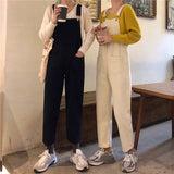 Christmas Gift Women's denim Jumpsuits Loose Solid Color Thin high Waist All-Match Straight Preppy Style  Summer Pocket Woman Denim Overalls