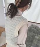 Kukombo 2022 New Winter Spring Women Sweaters Pullover Sleeveless Vest Waistcoat Korean Oversized Checkered Knitwear SWV18191