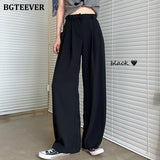 Kukombo Christmas Gift High Waist Floor-length Pants Women Summer Casual Loose Female Suit Pants 2021 Wide Leg Trousers Ladies Pantalon Femme