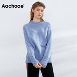 Christmas Gift Women Elegant Solid Color Sweaters Basic O Neck Batwing Long Sleeve Knitted Tops Female Autumn Winter Fashion Jumper Top