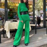 Kukombo 2022 Autumn Winter Women Sets 2 Pieces Turtleneck Sweater Pullovers Wide Leg Long Pants Warm Tracksuit Suits WS2001JX K11