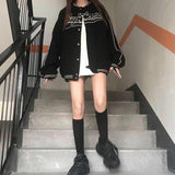 Christmas Gift 2022 Spring Girls Corduroy Coat Bomber Loose Jacket Women Baseball Uniform Harajuku Clothes Female Ladies Letter Embroidery Gothic