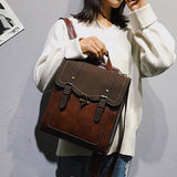Kukombo Vintage Pu Leather Women Backpack Preppy Style Backpacks Fashion School Bag College Girl Backpack Shoulder Bags Mochila Feminina