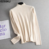 Christmas Gift Basic Slim soft Pure color high neck Sweater pullovers For Women Casual Long Sleeve chic bottom Sweater Female Jumpers top