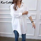 Christmas Gift Women's White Shirt Oversize Cotton Femme Tops Plus Size 5XL Long Shirts For Women White Blouse Spring Long Sleeve Tunics Women