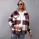 Christmas Gift 2021 Autumn Checkered Jacket Women Winter Plaid Jacket Overshirt Ladies Warm Thicken Button Shirt Jacket Coat Women