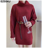 Christmas Gift cashmere Autumn Winter highneck thick oversize Sweater pullovers Women 2021 LOOSE  sweater pullovers female Long Sleeve