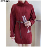Christmas Gift cashmere Autumn Winter highneck thick oversize Sweater pullovers Women 2021 LOOSE  sweater pullovers female Long Sleeve