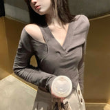 Christmas Gift Design Sexy Knit Sweater Women Casual Long Sleeve Slim Pullover Korean Fashion Clothing Crop Tops Office Lady Autumn