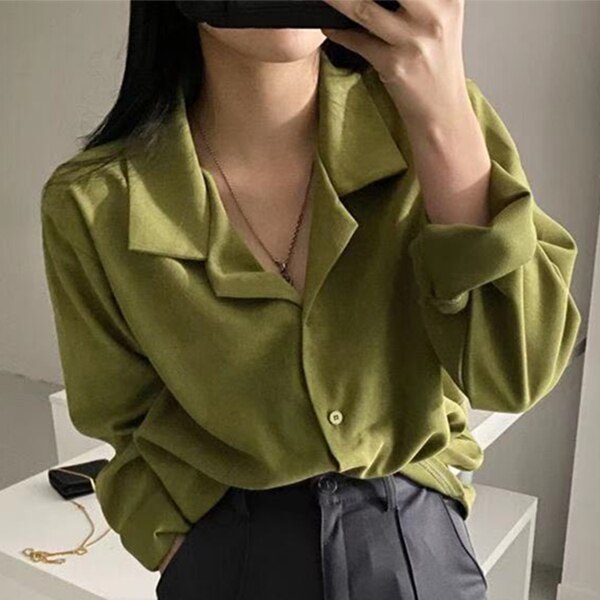 Christmas Gift New 2022 Women Autumn Winter Blouses Shirts Corduroy Vintage Oversize Office Lady Chic Fashionable Wild Tops BL9080