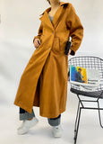 Kukombo Women Autumn New Caramel Colour Long Section Jacket Overcoat Vintage Long Sleeve Double Breasted Female Outerwear Chic Tops