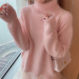 Kukombo Fall 2022 Women Sweater Turtleneck Pullovers Solid Casual Winter Warm Fashion New Knitted Top Long Sleeve Loose Clothes