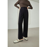 Christmas Gift FANSILANEN Office Lady High Street Pants Women 2021 New Autumn Loose Straight Pants Black Green All-match Casual Trousers
