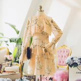 Kukombo 2022 Autumn Elegant Women Ruffles Yellow Dress Fashion Ladies Chiffon Dresses Party Girls Chic Floral Dress