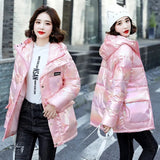 Christmas Gift 2021 New Winter Jacket Women's Parkas Down Cotton Jackets Glossy Female Hooded Cotton Padded Parka Waterproof Coat Plus Size