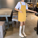 Kukombo Woman's Denim Overalls Solid Color Black Korean Preppy Style Fashion Jumpsuits Denim Dress Strap Skirt Summer Women Overalls