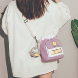 Kukombo Cute Soft Girl Bucket Bag Sweet Girl Canvas Bag Women's 2022 New Fashion Spring And Summer Little Fresh Fairy Messenger Bag