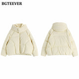 Christmas Gift BGTEEVER Chic Hooded Cotton Padded Women Parkas 2021 Winter Warm Loose Solid Thicken Female Coats Ladies Zippers Outwear