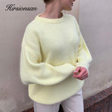 Christmas Gift Hirsionsan Soft Loose Knitted Cashmere Sweaters Women 2021 New Winter Loose Solid Female Pullovers Warm Basic Knitwear Jumper
