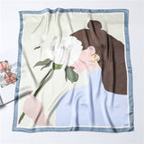 Kukombo New Silk Scarf Square for Women 70x70cm Small Neck Scarves Lady Shawl Fashion Print Hijab Brand Designer High Quality Scarfs