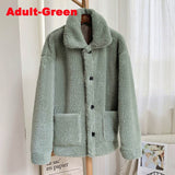 Christmas Gift 2021 Fashion Mother & Daughter Teddy Faux Fur Coat Winter Warm Pocket Women Girls Overcoats Sisters Street Sweet Jacket Coats