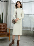 Christmas Gift 2021 autumn winter thick straight maxi sweater dress women high neck long sweater dress elegant female loose  sexy knit dress